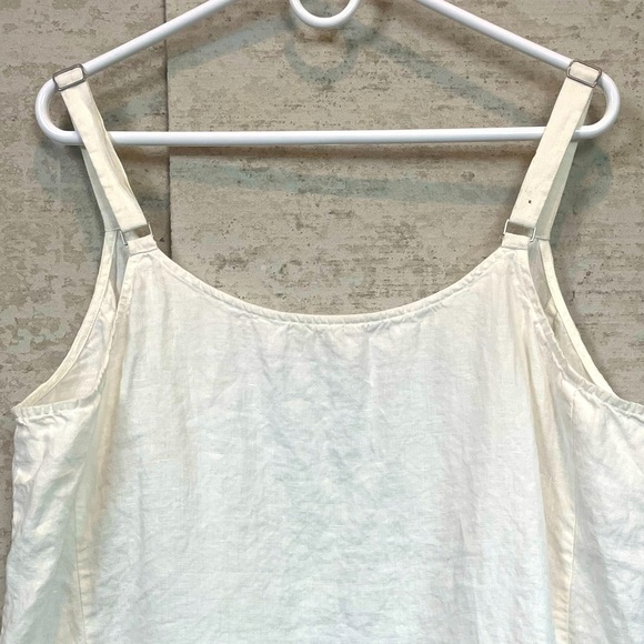 Eileen Fisher 100% Organic Linen Ivory Strappy Sequined Tank Top Sz 2X Beach - Picture 10 of 16